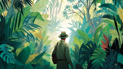 Man lost in the jungle