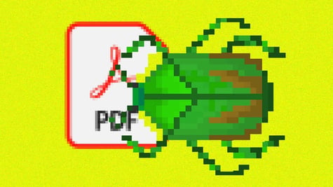 pdf icon pixelated bug malware