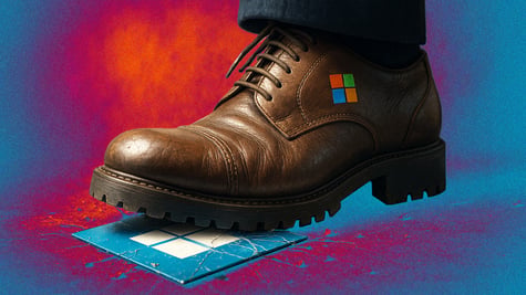 windows 10 logo microsoft logo big shoe stomping