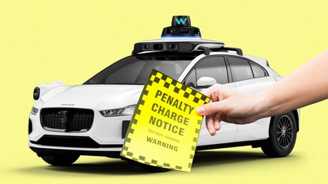 A waymo taxi and a police ticket.