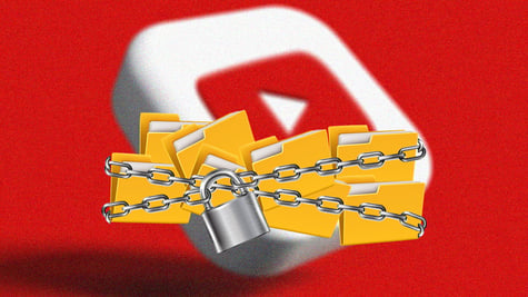 youtube logo locked chains file folders