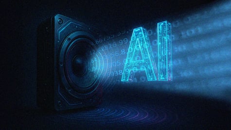 A-speaker-blasting-robotic-notes-and-AI-letters
