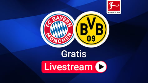 Team Logos, FC Bayern gegen Dortmund Bundesliga Livestream, blauer Hintergrund