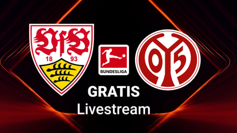Stuttgart vs. Mainz Team Logos, roter Hintergrund