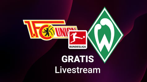 Werder Bremen gegen Union Berlin, Team Logos, Gratis-Livestream Bundesliga, roter Hintergund