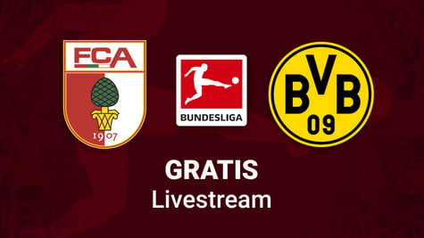 Augsburg vs. BVB, Team Logos, brauner Hintergrund, Bundesliga Logo