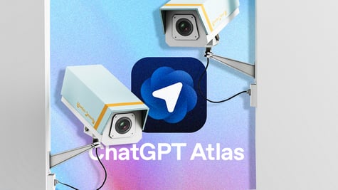 The logo of Atlas browser and two security cameras