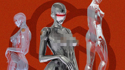 Sex robots on a red background