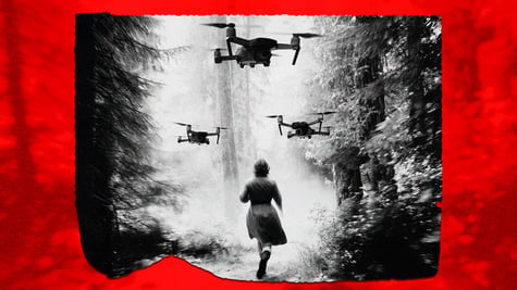 Woman chased by drones