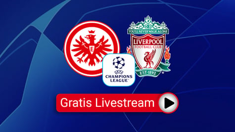 Eintracht Frankfurt vs. Liverpool, Team Logos, blue background, Champions League