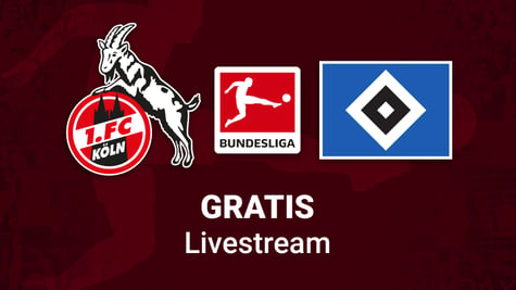 FC Köln vs. HSV Livestream Bundesliga 2025, Team Logos, brauner Hintergrund,