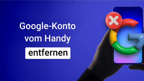 Handy mit Google Symbolen, blauer Hintergund