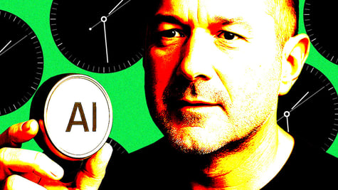 Jony Ive holding an ai gadget