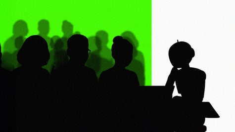 people testing ai tolls,  black sillouets, AI bot 
