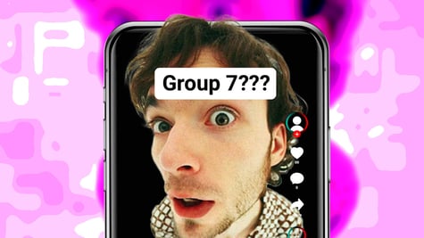 A confused tiktoker about joining Group 7 - the viral trend.