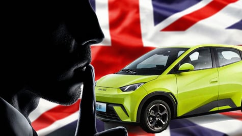 A profile of a man and an electric car