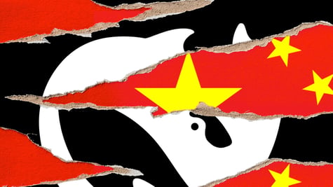 Logo of DeepSeek and Chinese flag