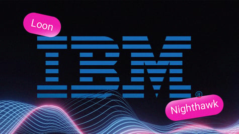 The IBM logo with Loom and Nighthawk.