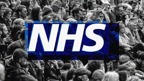 NHS logo with people in the background