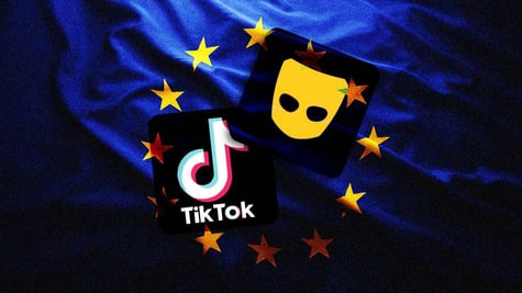 EU-flag-TikTok-and-Grindr-logos