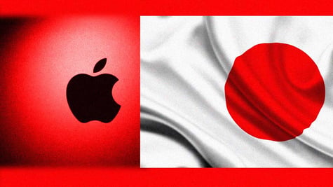 Apple logo next to a Japan flag