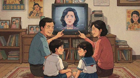 A deepfaked mother crying that she has no children.
