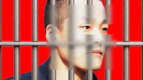 do kwon behind bars, red background
