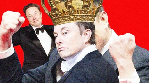 Elon Musk wearing a crown