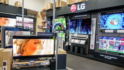 LG TV display at the electronics store