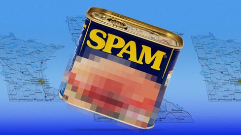 Can of Spam overlayed over the map of Minnesota