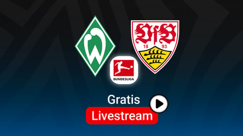 Werder Bremen vs. Stuttgart, Team Logos, Bundesliga Logo, blauer Hintergrund