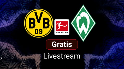 Borussia Dortmund vs. Werder Bremen, Team Logos, blauer Hintergrund