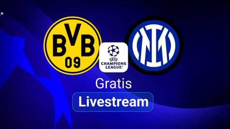 Dortmund - Inter, Team Logos, blauer Hintergrund