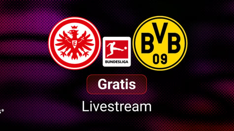 Eintracht Frankfurt vs. Borussia Dortmund, Team Logos, blauer Hintergrund