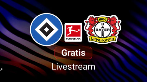 HSV vs. Leverkusen, Team Logos, blauer Hintergrund