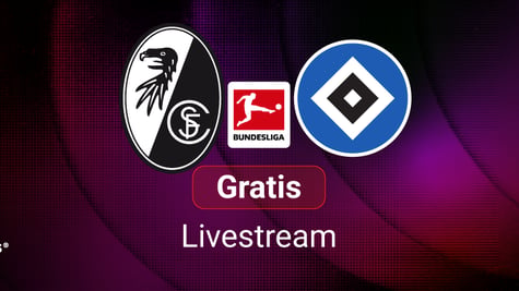 SC Freiburg vs. HSV, Team Logos, blauer Hintergrund