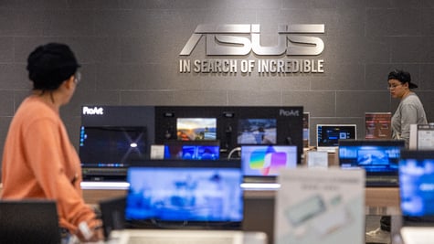 Asus logo in an electronics shop