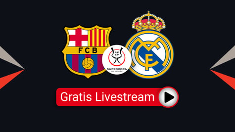 Barca vs Real, Team Logos, Supercopa de España, Black Background