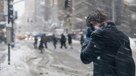 Person in a snow storm