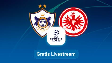 qarabag vs eintracht frankfurt, team logos, blue background