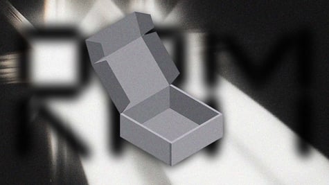 An empty box on the black and white background