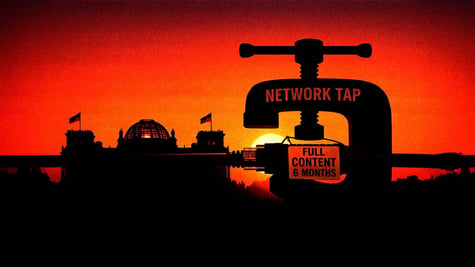 The German Reichstag, complete with a silhouette of a data pipe, and six month warning.