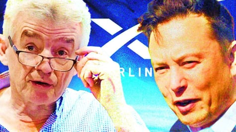 Ryanair CEO Michael O'Leary and Starlink boss Elon Musk