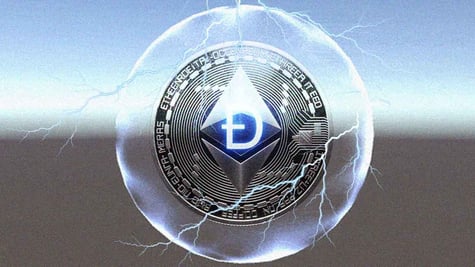 the dao logo putting a ethereum crypto