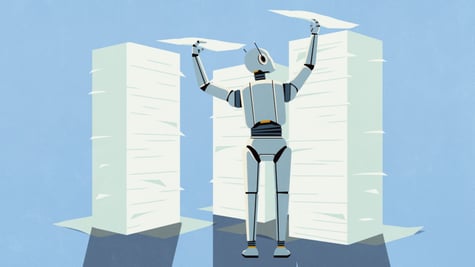 AI_robot_paper piles_tower