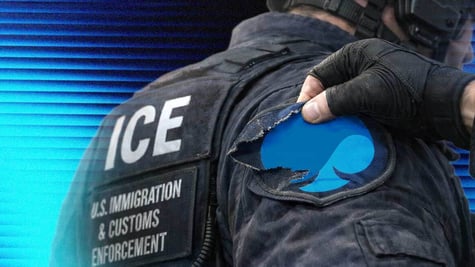 Capgemini logo getting detached from ICE officer