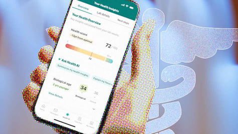 A hand holding the Amazon health setup on a smartphone.