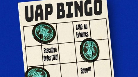 UFO Bingo with various political squares.