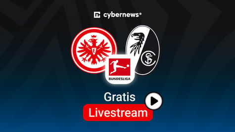 eintracht frankfurt vs sc freiburg, tean logos, blauer hintergrund