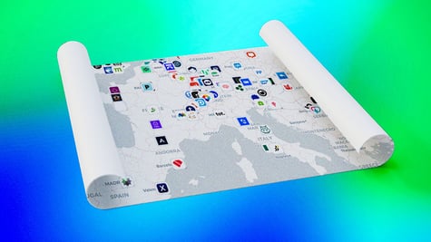 A map that lists European tech companies offering alternatives to US tech
